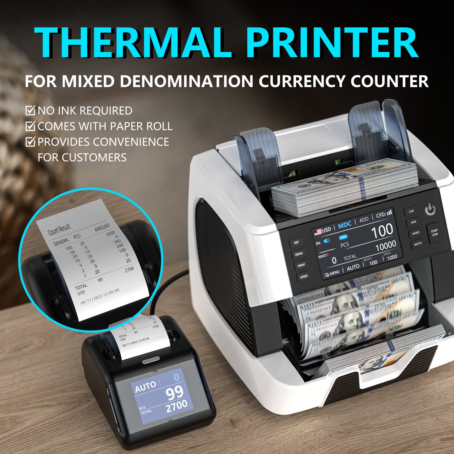 PONNOR AL929 Mixed Denomination Money Counter Machine